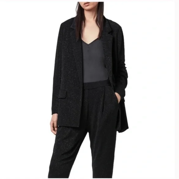 ALLSAINTS Aleida Shimmer Blazer Black Sz 6 - Picture 3 of 16